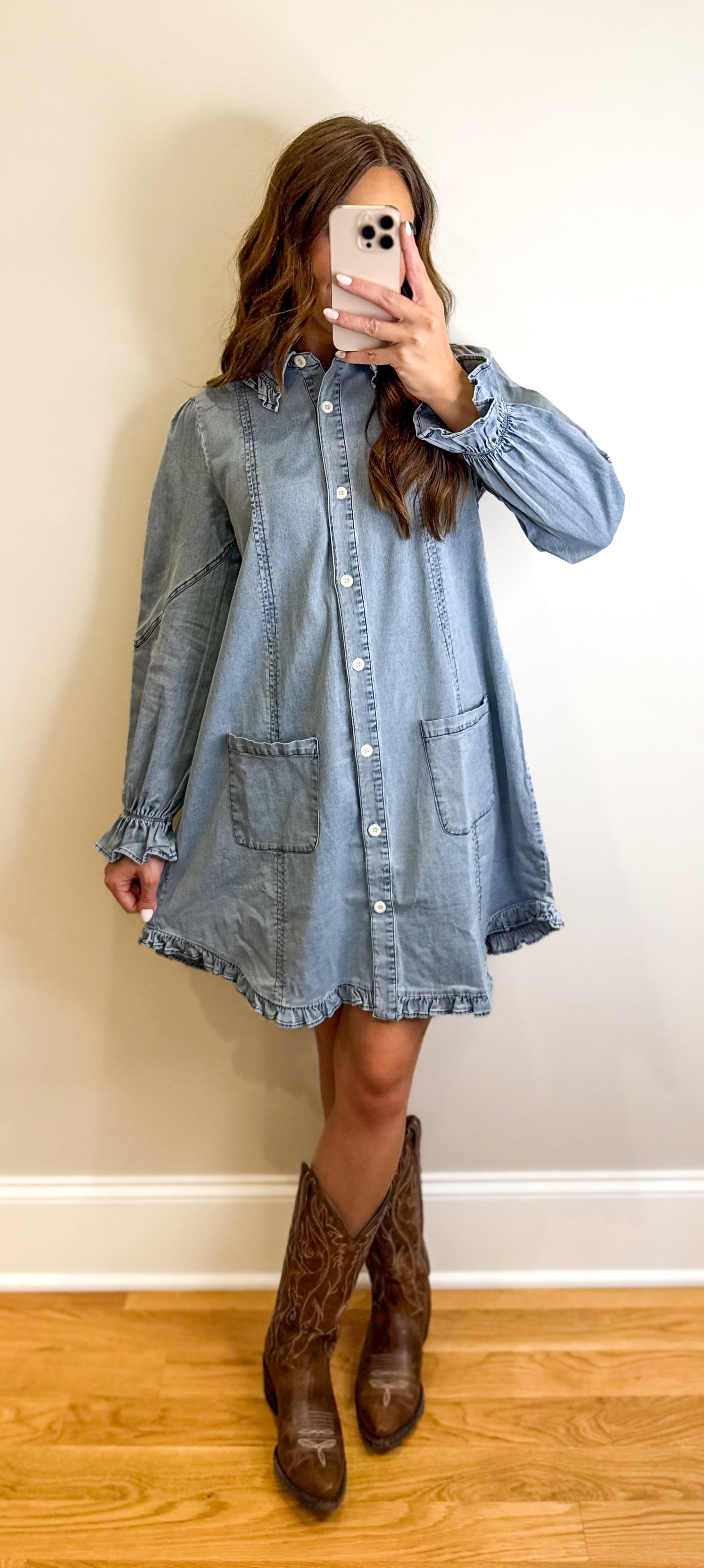 Denim Ruffle Dress