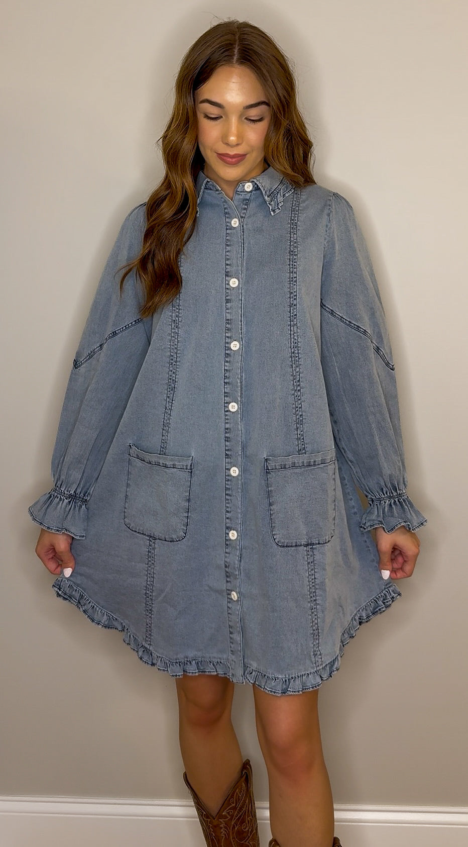 Denim Ruffle Dress